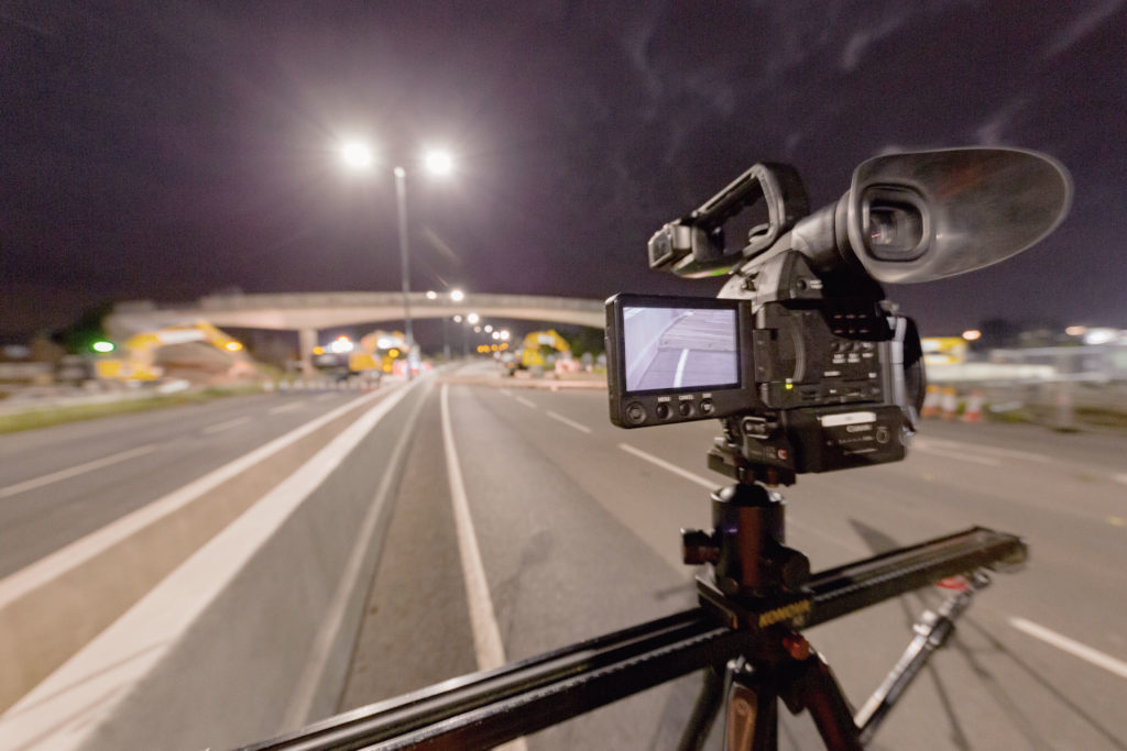 A52 footbridge, Brian Clough Way, Derby, Derby City Council, filming, camera, time lapse, Canon C100,