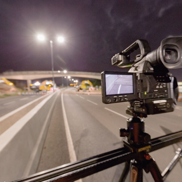 A52 footbridge, Brian Clough Way, Derby, Derby City Council, filming, camera, time lapse, Canon C100,