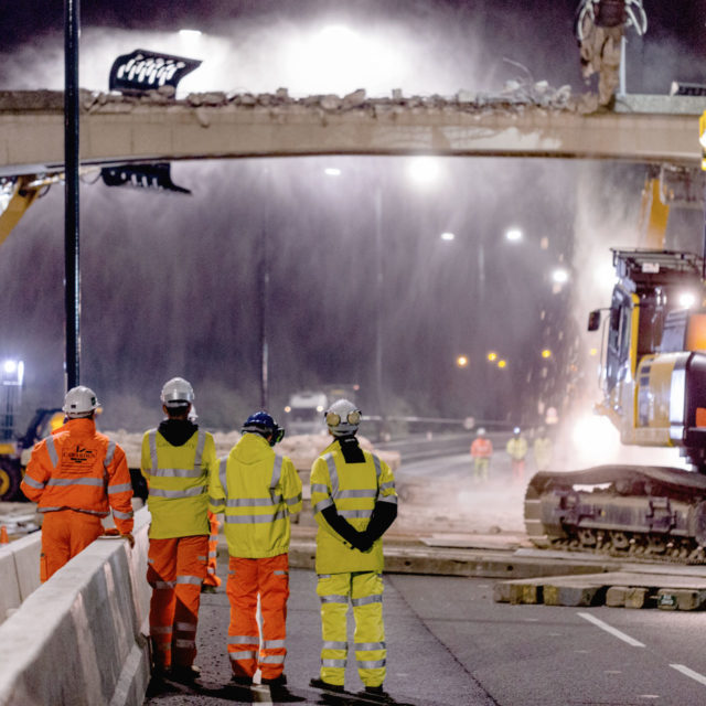 A52 footbridge, Brian Clough Way, Derby, Derby City Council, dust suppression, highway, carriageway,