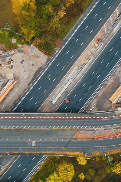 Aerial Shot of Highway Construction