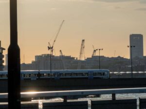 Train With Construction in Background